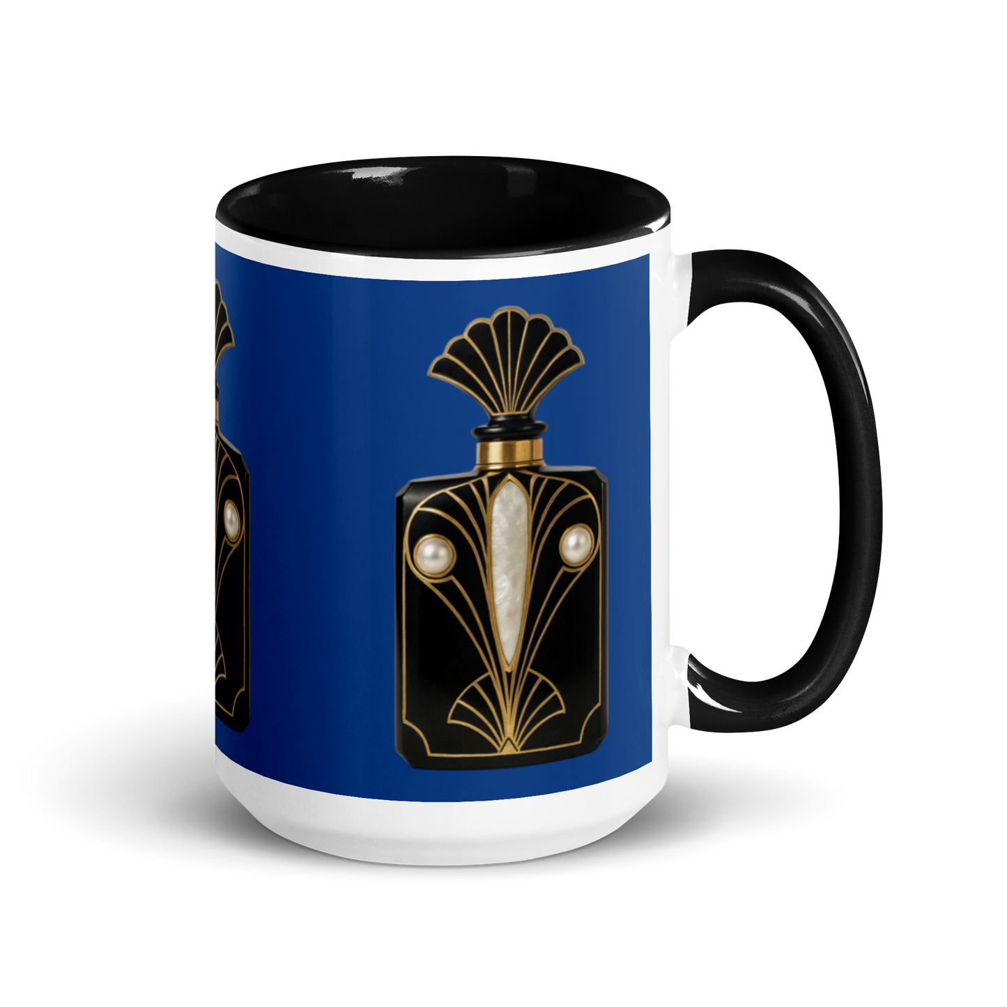 Art Deco perfume Mug - Peacock 15 oz Blue