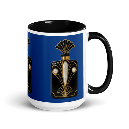Art Deco perfume Mug - Peacock 15 oz Blue