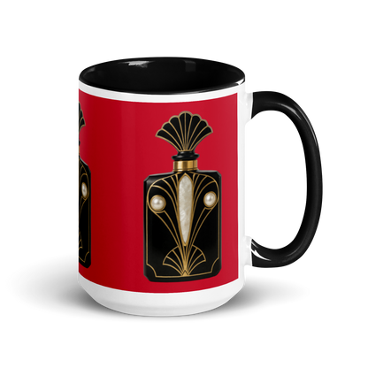 Art Deco perfume Mug - Peacock 15 oz Red