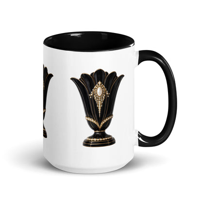Art Deco Glossy Mug - Black Swan 15 oz White