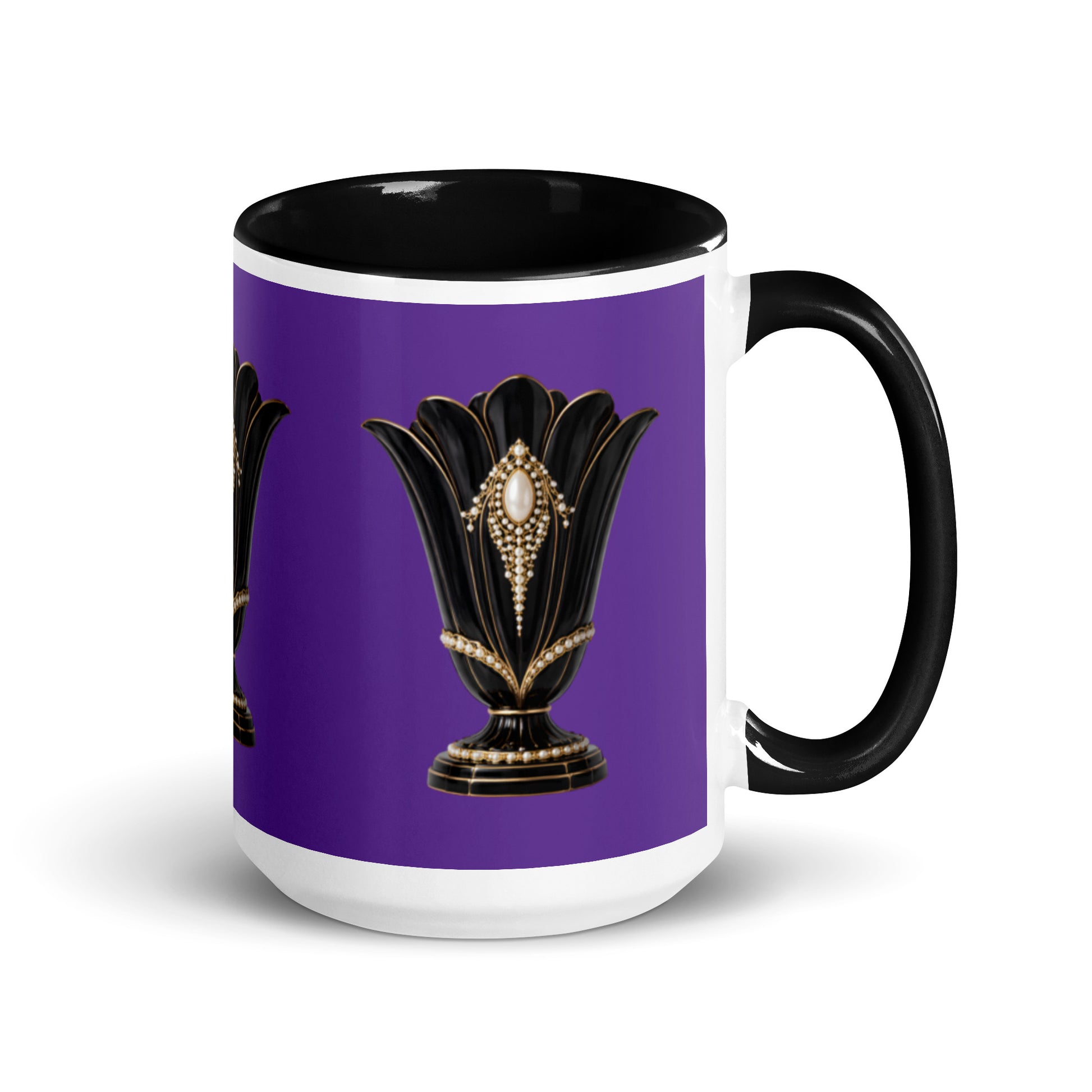 Art Deco Glossy Mug - Black Swan 15 oz Purple